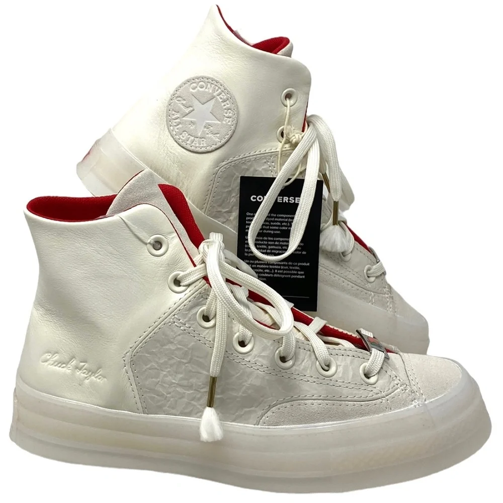 Converse Chuck 70 Marquis Shoes Women's Leather Egret High Top Sneakers A05262C